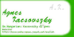 agnes kacsovszky business card